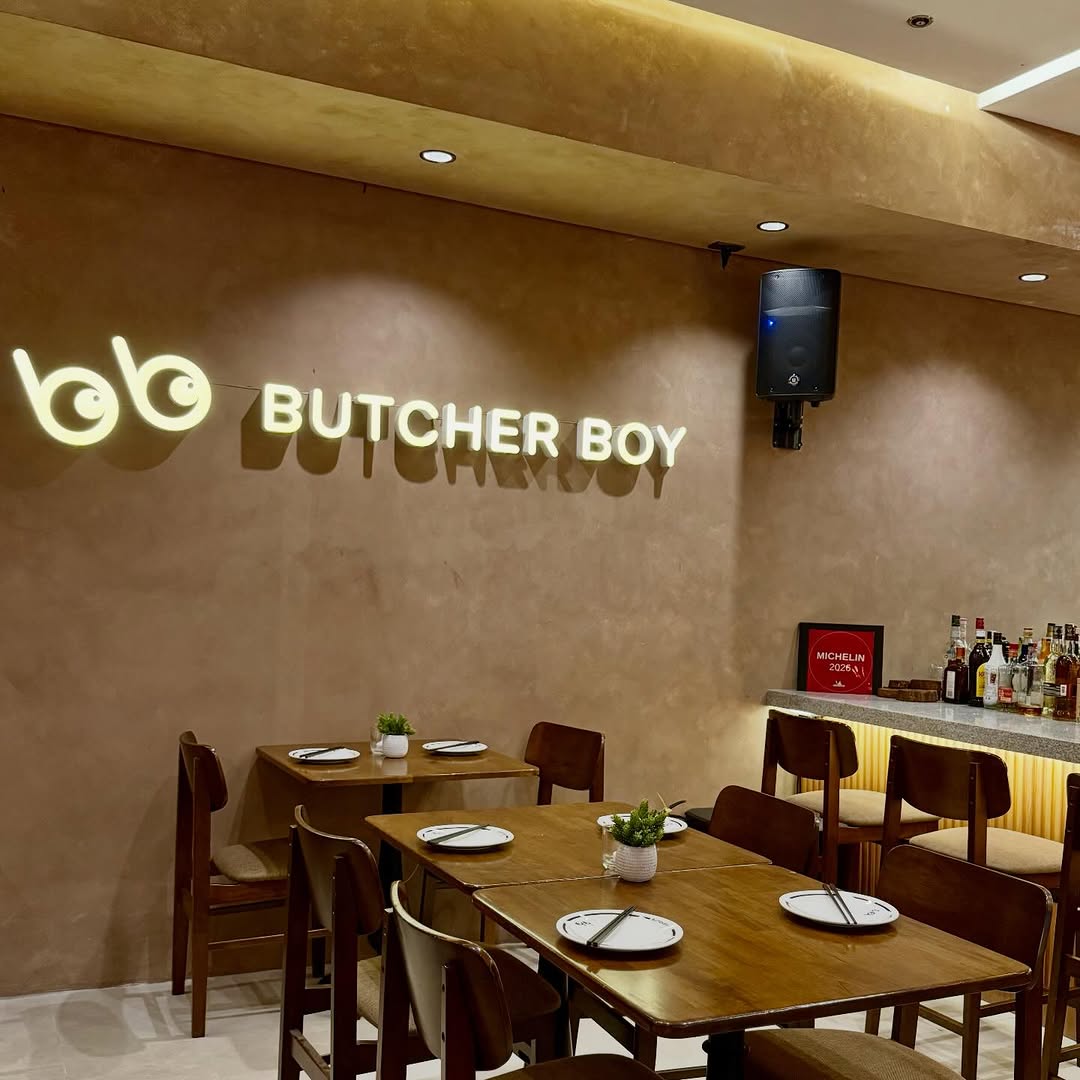 Butcher Boy interior with neon sign